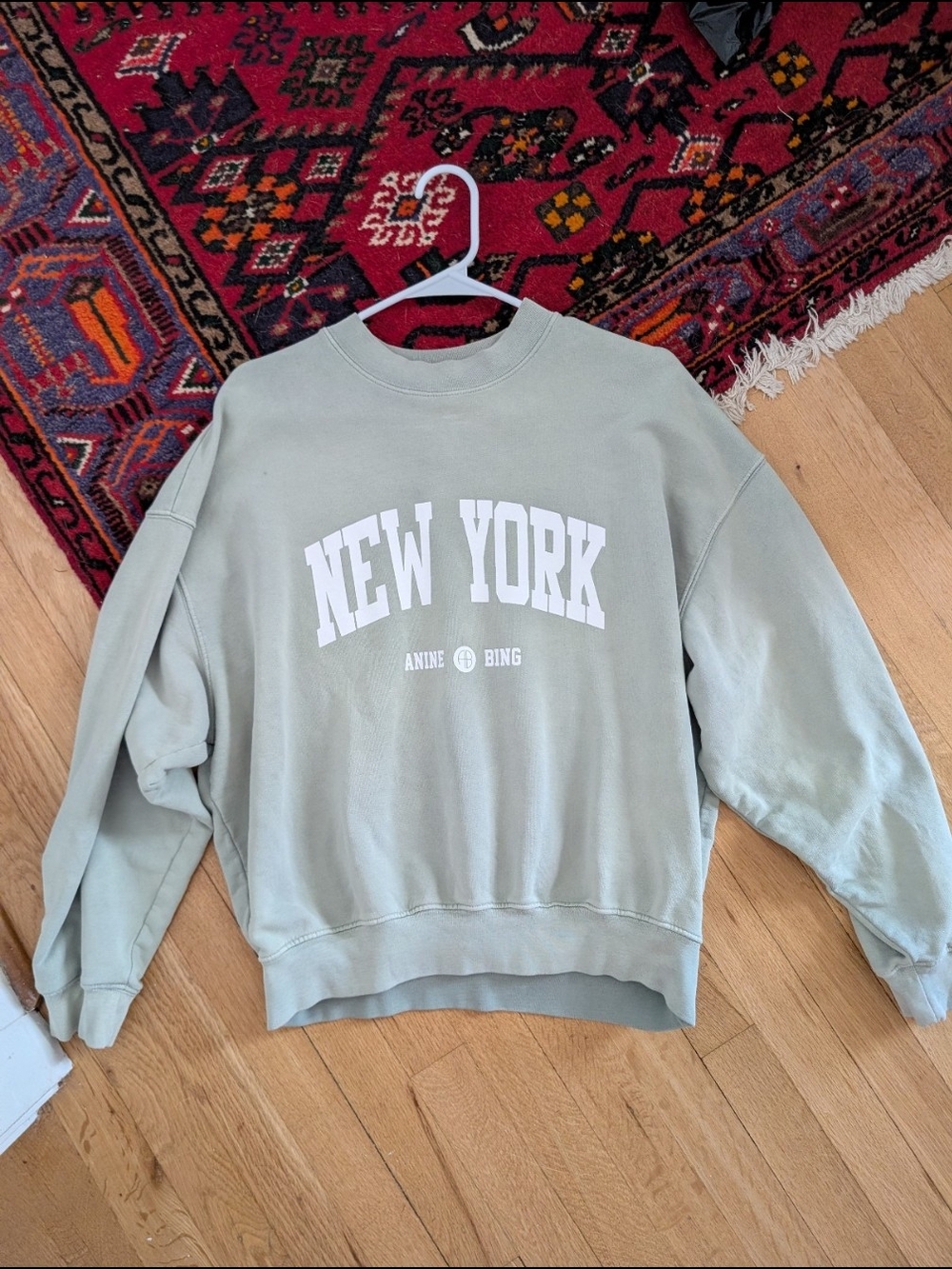 Anine Bing jaci University Seafoam 'New York' Crewneck Sweatshirt